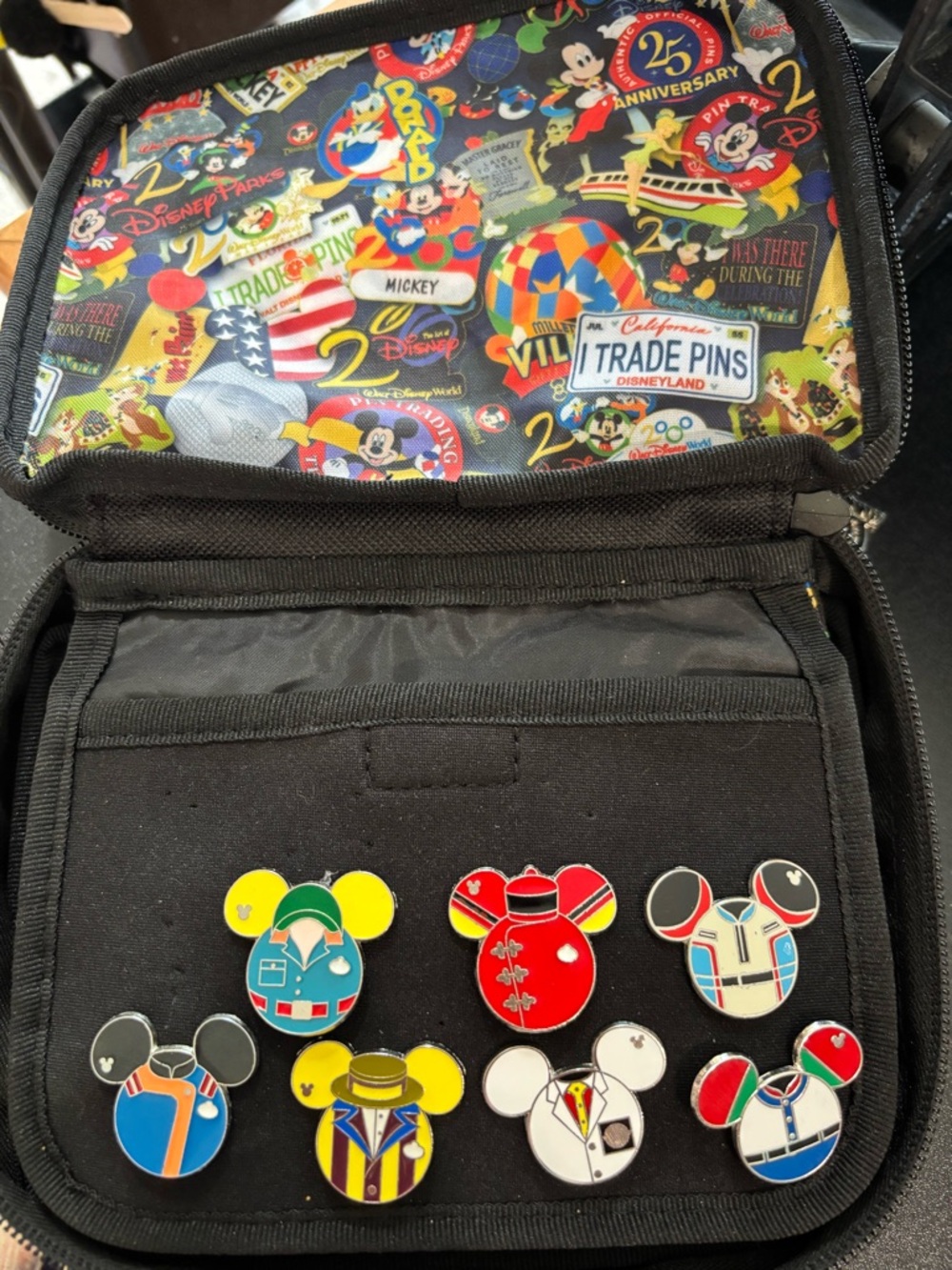 Disney Black Crossbody Bag with Mickey Pin Trading Patch and Red Piping - Picture 5 of 6